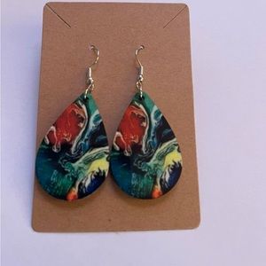 Handmade double sided wooden earrings